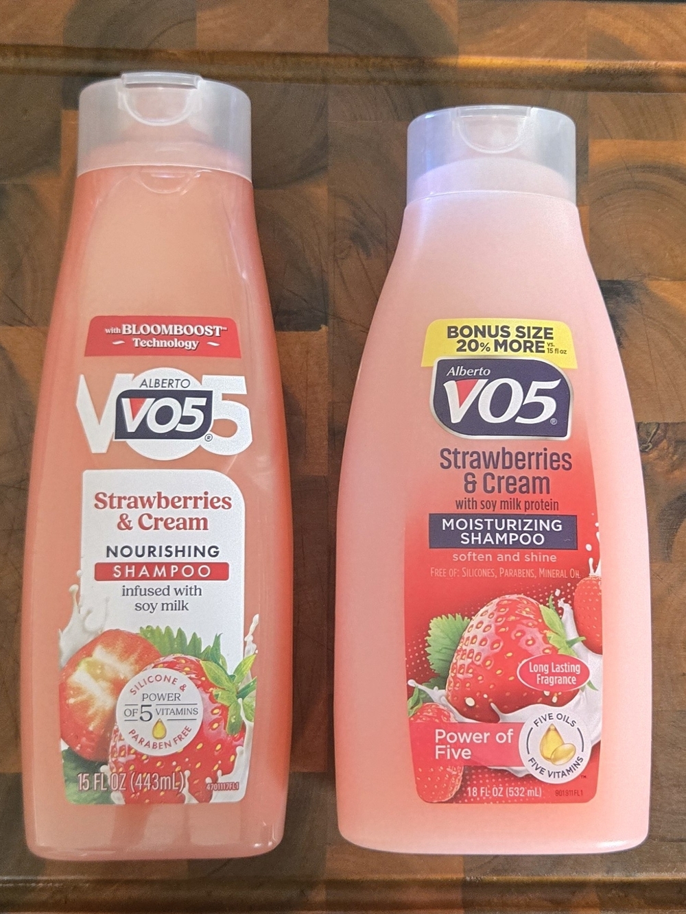 2 Bottles Of Alberto VO5 Strawberries & Cream Moisturizing Shampoo - Pink